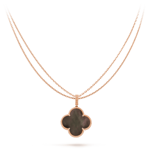 [AuraEcho Jewelry]CLOVER 25MM GOLD DARK MOP BIG CLOVER NECKLACE