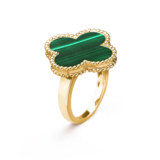 [AuraEcho Jewelry]CLOVER MALACHITE RING