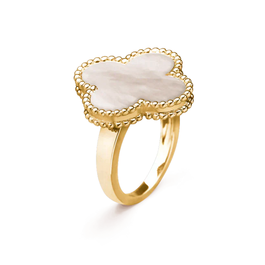 [AuraEcho Jewelry]CLOVER WHITE MOP RING