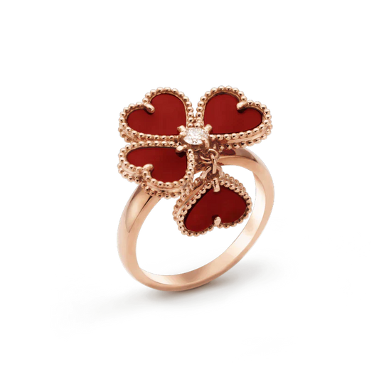 [AuraEcho Jewelry]SWEET CLOVER CARNELIAN RING