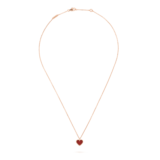 [AuraEcho Jewelry]SWEET CLOVER CARNELIAN HEART NECKLACE