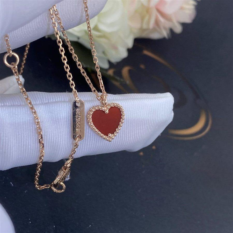 [AuraEcho Jewelry]SWEET CLOVER CARNELIAN HEART NECKLACE
