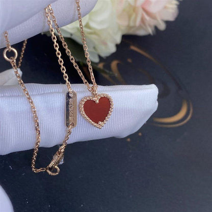 [AuraEcho Jewelry]SWEET CLOVER CARNELIAN HEART NECKLACE