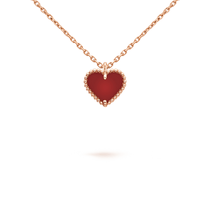 [AuraEcho Jewelry]SWEET CLOVER CARNELIAN HEART NECKLACE