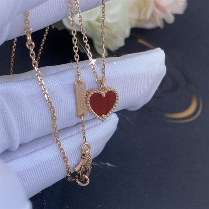 [AuraEcho Jewelry]SWEET CLOVER CARNELIAN HEART NECKLACE