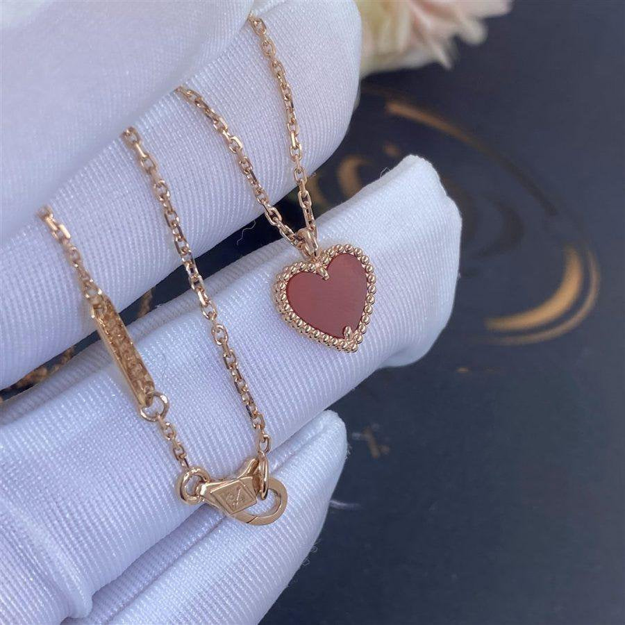 [AuraEcho Jewelry]SWEET CLOVER CARNELIAN HEART NECKLACE