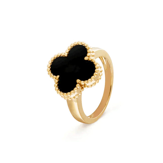[AuraEcho Jewelry]CLOVER ONYX RING