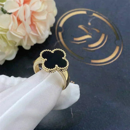 [AuraEcho Jewelry]CLOVER ONYX RING