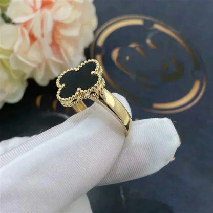 [AuraEcho Jewelry]CLOVER ONYX RING