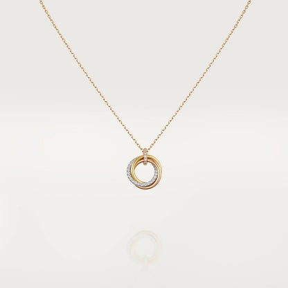 [AuraEcho Jewelry]TRINITY NECKLACE SILVER GOLD PINK GOLD DIAMONDS