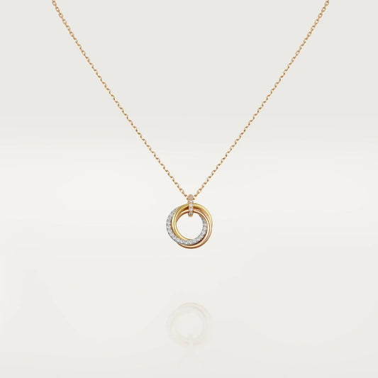 [AuraEcho Jewelry]TRINITY NECKLACE SILVER GOLD PINK GOLD DIAMONDS