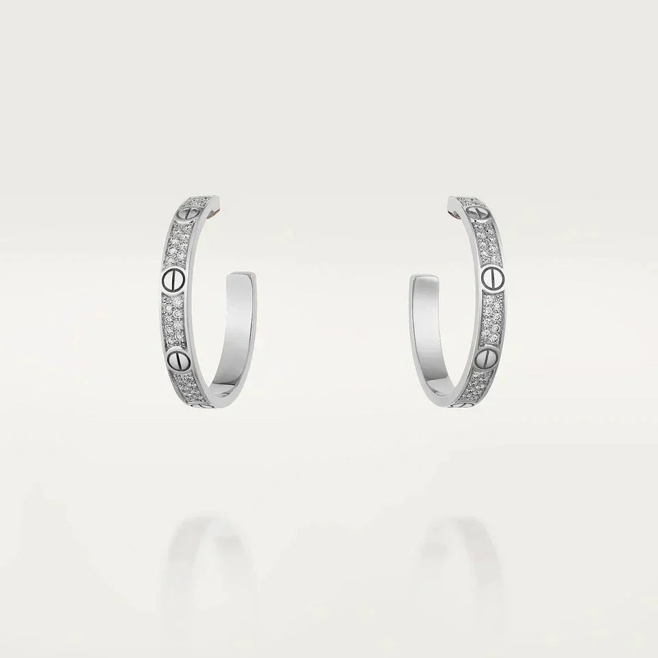[AuraEcho Jewelry]LOVE DIAMOND SILVER HOOP EARRINGS
