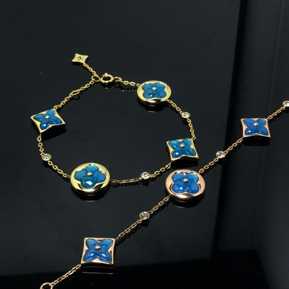 [AuraEcho Jewelry]STAR AND SUN 4 MOTIF BLUE BRACELET