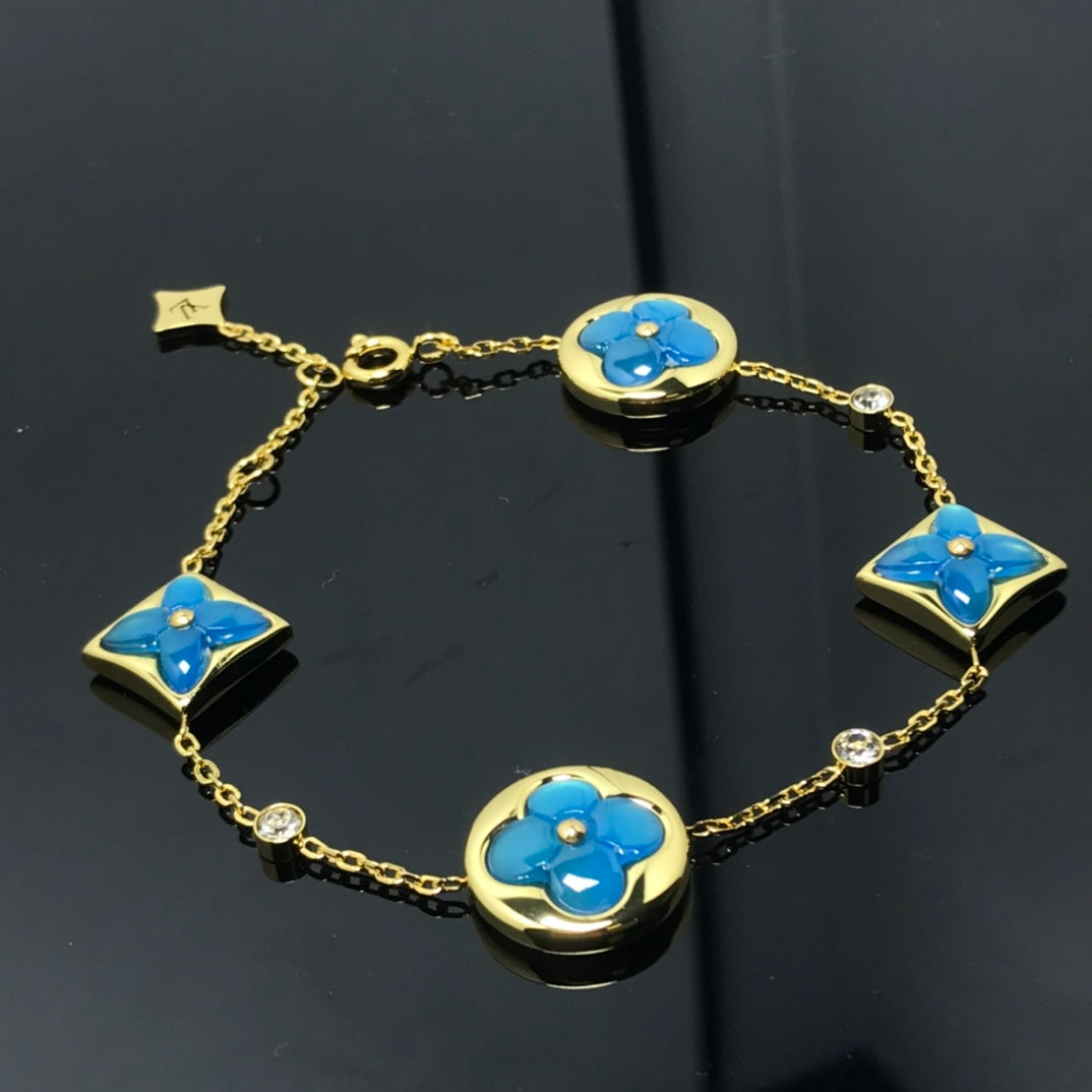 [AuraEcho Jewelry]STAR AND SUN 4 MOTIF BLUE BRACELET