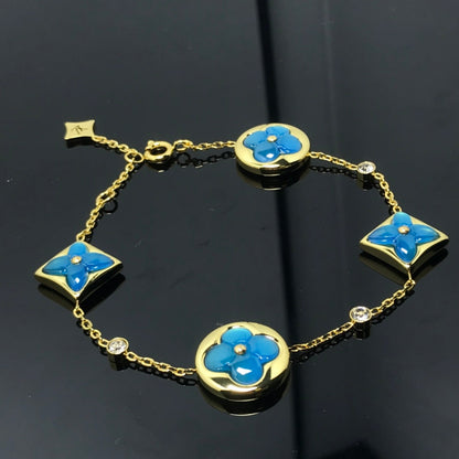 [AuraEcho Jewelry]STAR AND SUN 4 MOTIF BLUE BRACELET