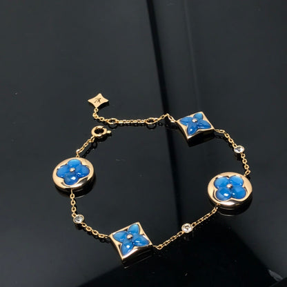 [AuraEcho Jewelry]STAR AND SUN 4 MOTIF BLUE BRACELET