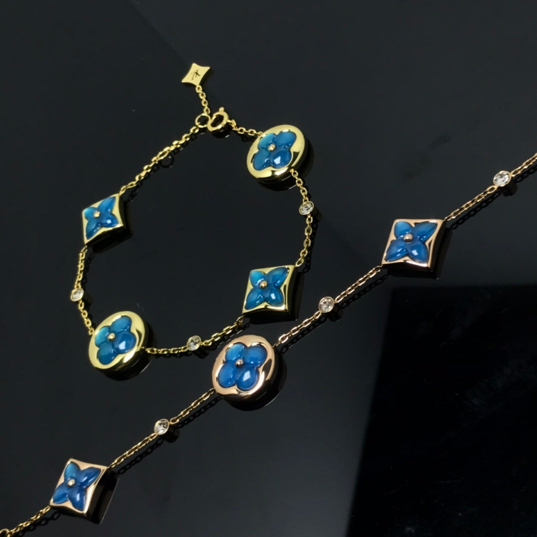 [AuraEcho Jewelry]STAR AND SUN 4 MOTIF BLUE BRACELET