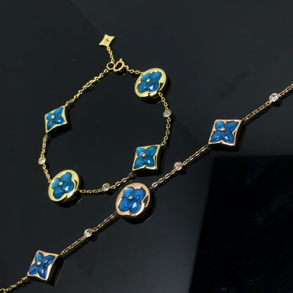 [AuraEcho Jewelry]STAR AND SUN 4 MOTIF BLUE BRACELET