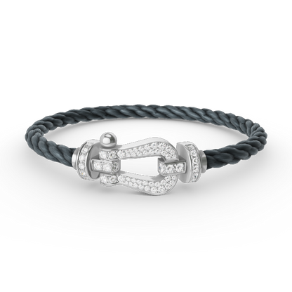 [AuraEcho Jewelry]FORCE LARGE HORSESHOE FULL DIAMOND BRACELET SILVER