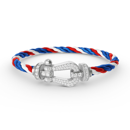 [AuraEcho Jewelry]FORCE LARGE HORSESHOE FULL DIAMOND BRACELET SILVER