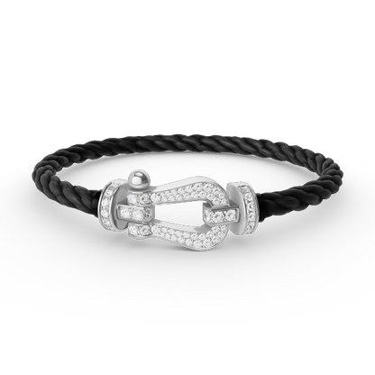 [AuraEcho Jewelry]FORCE LARGE HORSESHOE FULL DIAMOND BRACELET SILVER