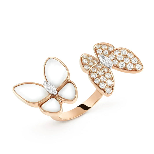 [AuraEcho Jewelry]TWIN BUTTERFLY DIAMOND MOP RING