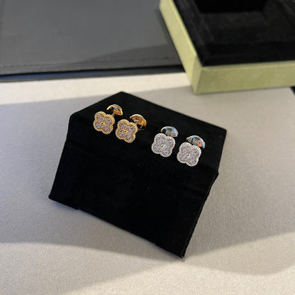 [AuraEcho Jewelry]CLOVER MINI DIAMOND STUD EARRINGS